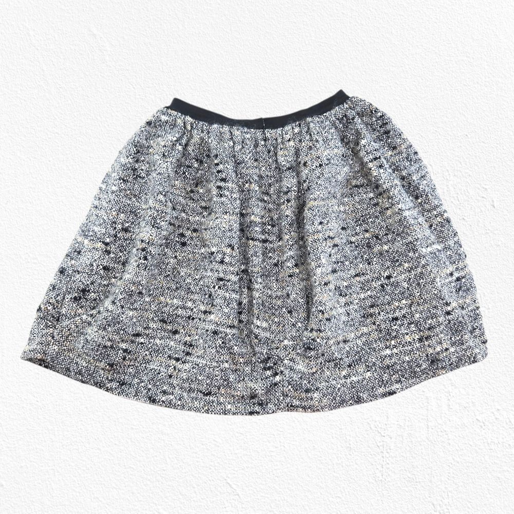 Anna Sui Black White Wool Blend Tweed Bubble Mini Skirt Tagged 12 Fits XS
